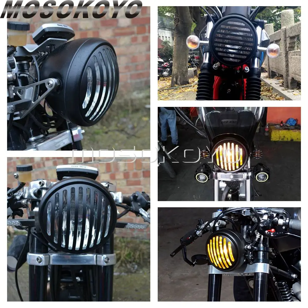 Vintage Motorcycle Headlights - Retro Grill Headlight for Harley Sportster 883, 1200, Chopper, Bobber, CG250, NG125, XS650 - Perfect for Cafe Racers image 6