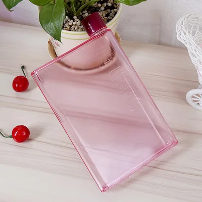 A5-PINK Плоская фляга для воды портативная прозрачная книга портативный бумажный коврик бутылка для воды плоский чайник для напитков путешествия Пешие Походы напитки Бутылка - Цвет: A5-PINK