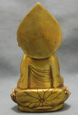 

Copper Brass CHINESE crafts Asian Elaborate Chinese gold-plated pray bless shakyamuni Buddha Statue / Height: 5.5inch