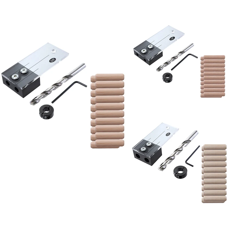 

Dowel Drilling Jig Kit Acrylic Faces Guide Hole Locator DIY Tools