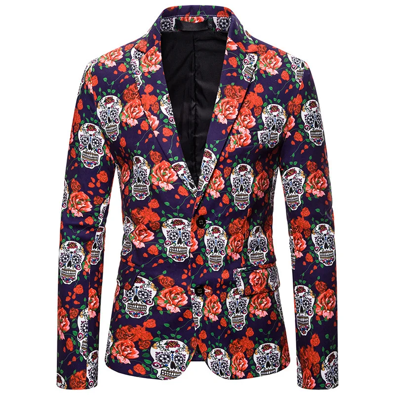 

2021 New Men's Fashion Suit Party Coat Casual Slim Fit Blazer Buttons Suit 3D Floral Print Painting Blazers Jacket Men