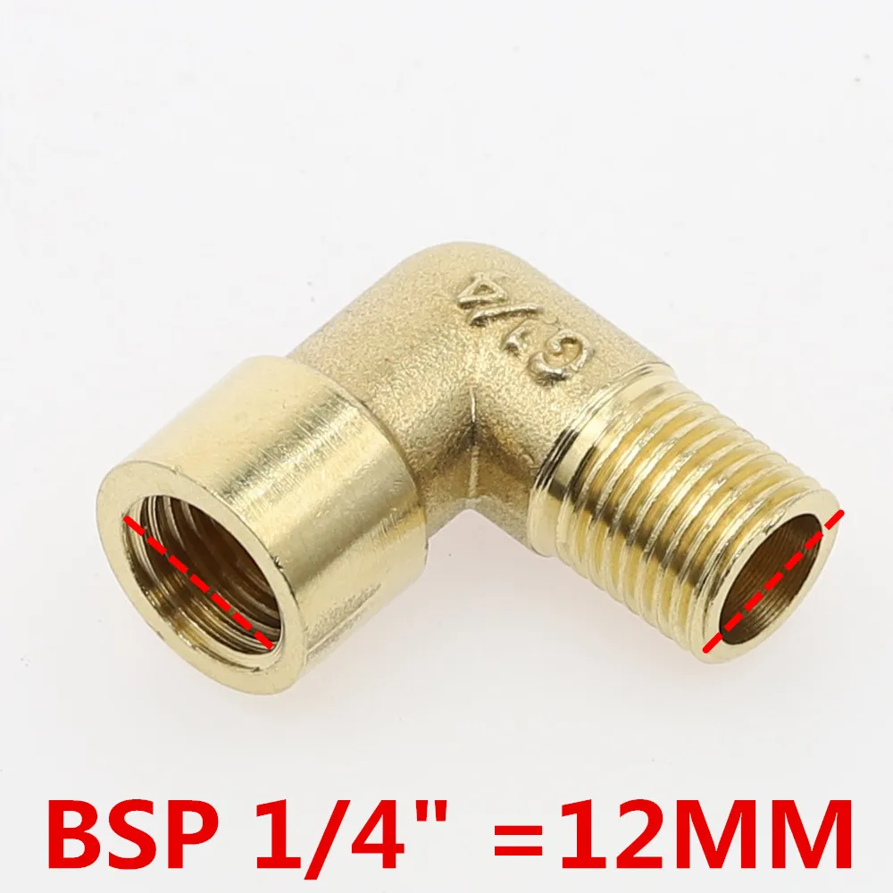 1 шт. 1/" 1/4" 3/" 1/2" BSP Женский x мужской резьба 90 градусов латунь локоть фитинги соединитель муфта для водяного топлива медь - Цвет: 02 Male Female