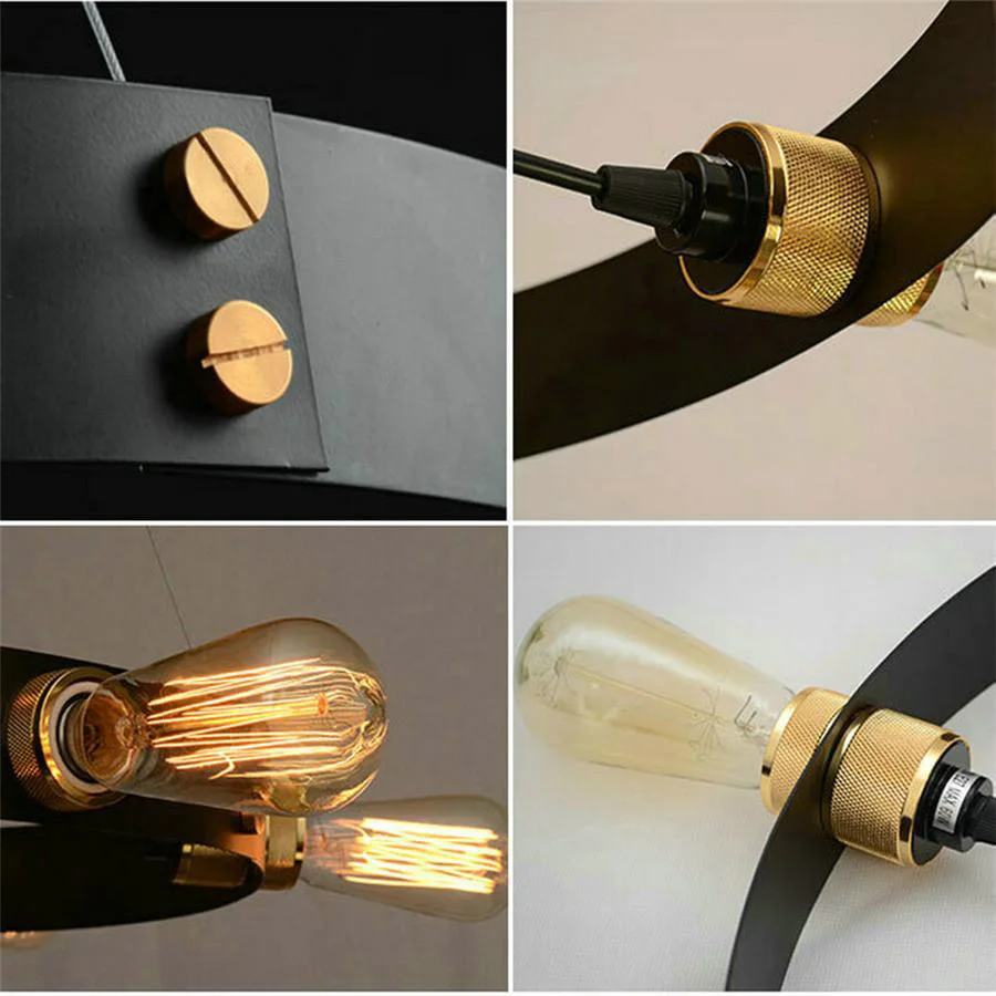 Люстра в стиле ретро с 6 лампочками Металлическая лампа накаливания Эдисона