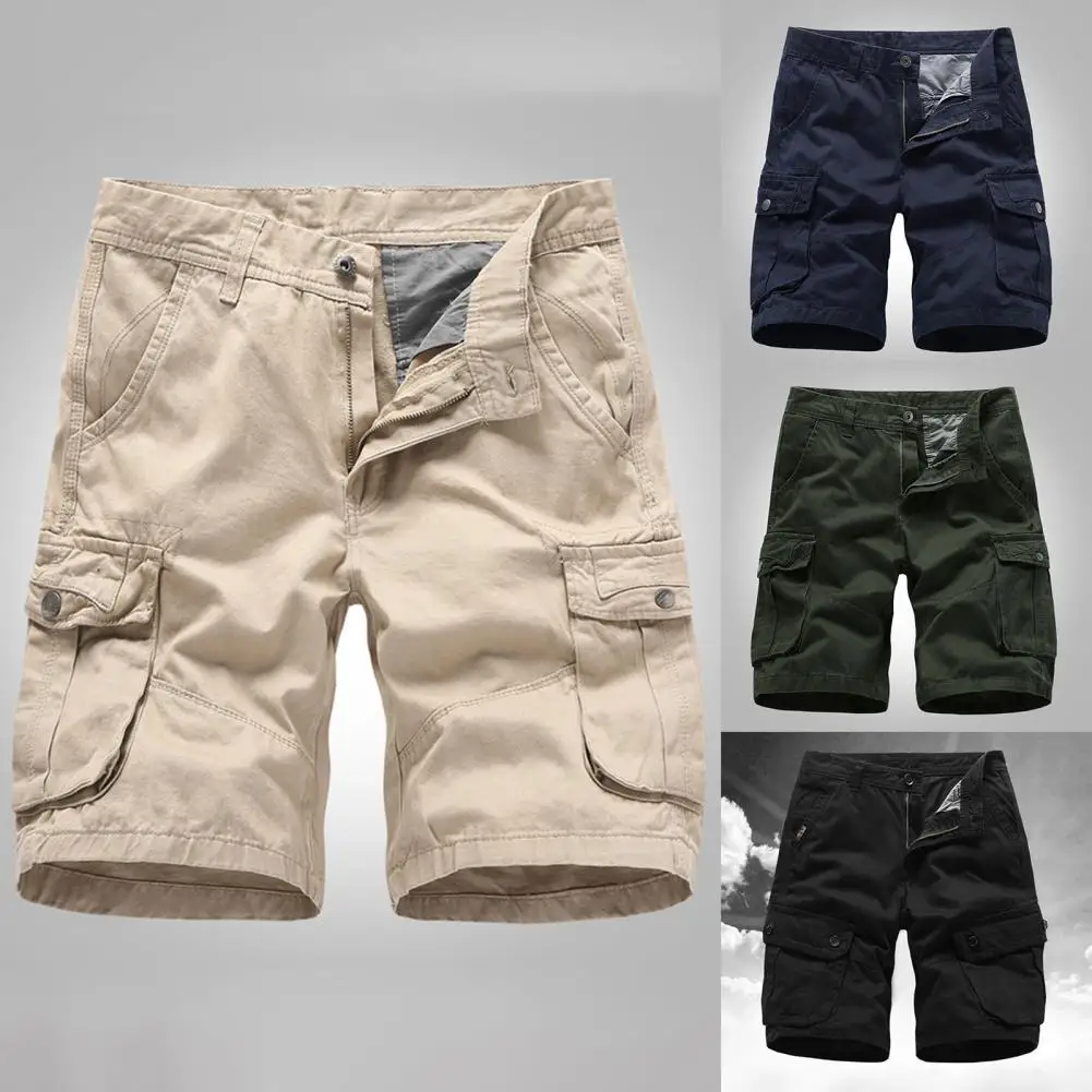 

Men Shorts Cargo Shorts Harem Shorts Solid Color Multi Pockets Cotton Blend Mid Rise Loose Knee-length Trousers Pants for Summer
