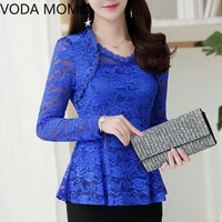 m 4xl plus size women clothing elegant ruffles lace tops fashion floral casual shirt sexy ladies long sleeve lace blouse