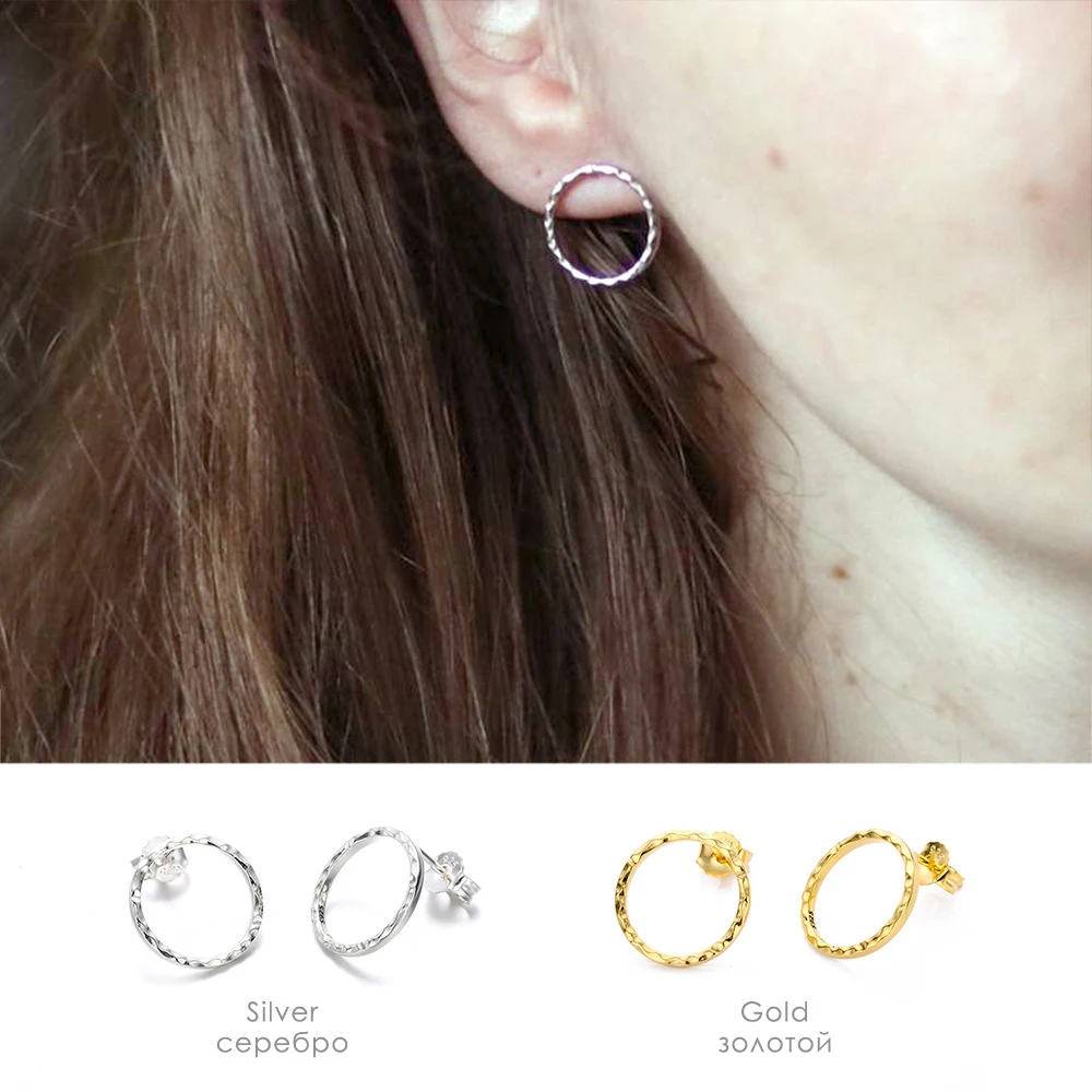 925 стерлингового серебра неровный круглый кулон покрытый корейские сережки