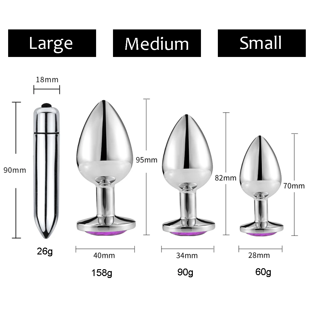 Игрушки Runyu для взрослых Анальная пробка металлическая с ювелирными изделиями