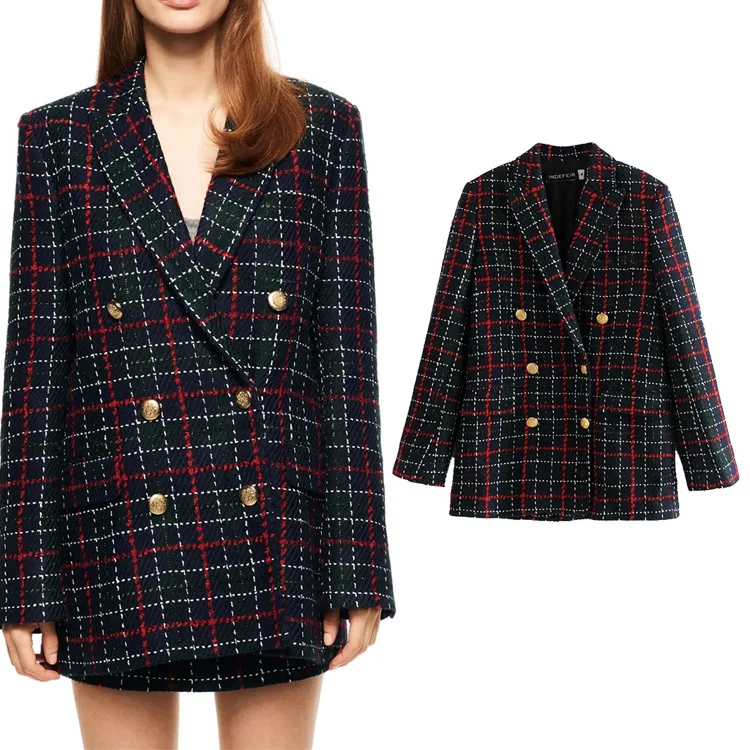 

Женский костюм в стиле ретро Za, двубортный Дизайнерский Жакет, новый женский цвет, модель весна-осень 2021