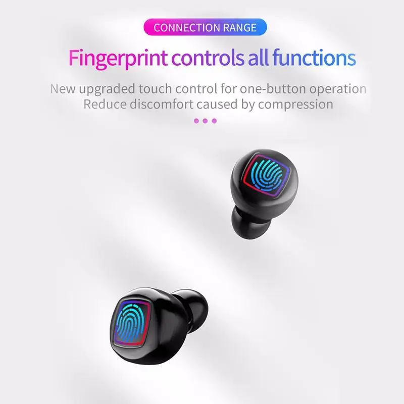 HMB11 с сенсорным управлением TWS True 5 0 Bluetooth наушники принтом пальцев светодиодный