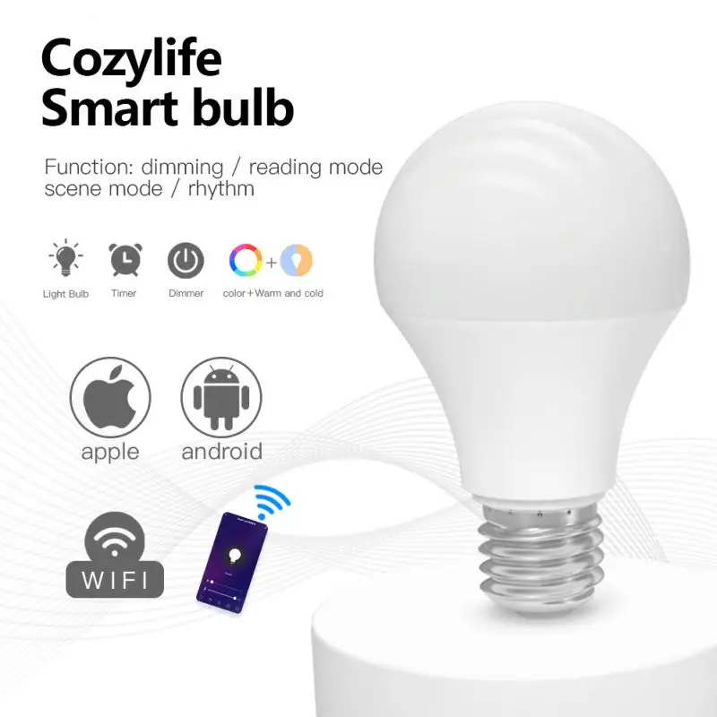 

Voice Control TUYA 9W RGB Smart Light Bulb Dimmable E27 E26 B22 WiFi LED Lamp Work With Alexa Google Home For Cozylife APP