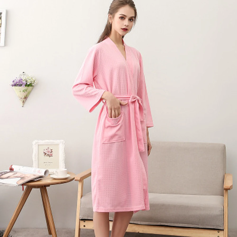 

Womens Dressing Gown Cotton Lightweight Robes Ladies V-Neck Bathrobe Knit Nightwear Soft Sleepwear for All Seasons
