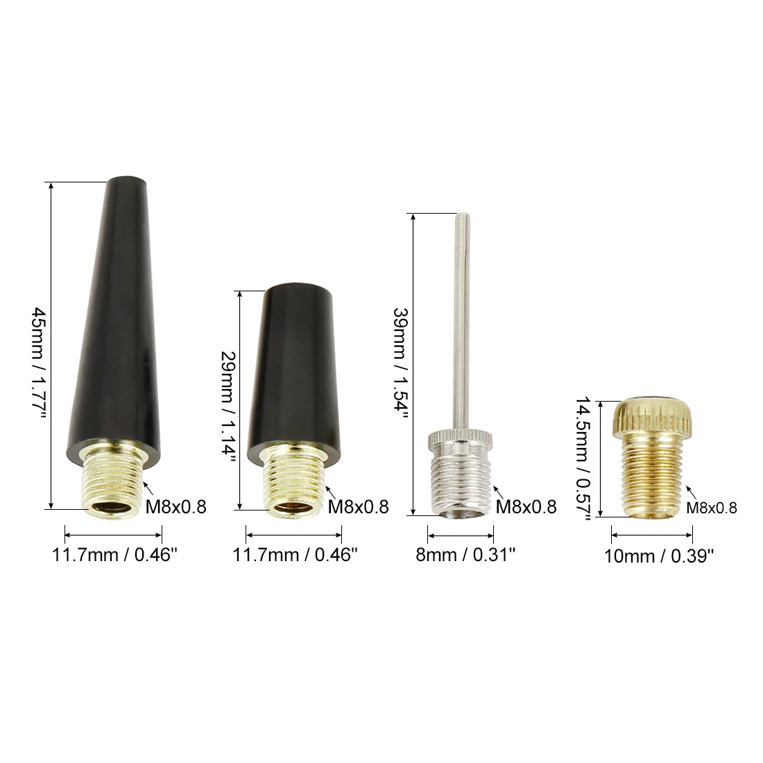 X Autohaux Car Bike Tire Valve Adapter Inflator Standard Air Pump Ball Needle Nozzle Set Lengthened External Thread | Автомобили и