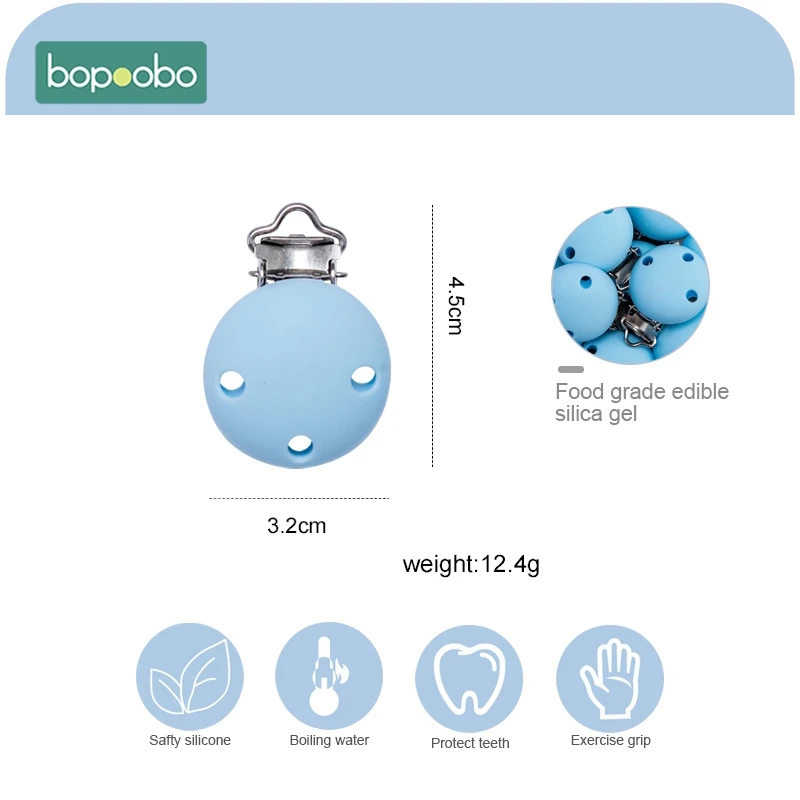 Bopoobo-Pinzas redondas de silicona para chupete, soporte para pezones, Clip para chupete de leopardo, accesorios de cadena de silicona, 20 Uds.-4