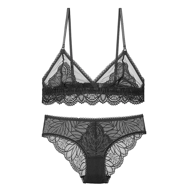 Привлекательный кружевной комплект без косточек сетчатый лоскутный