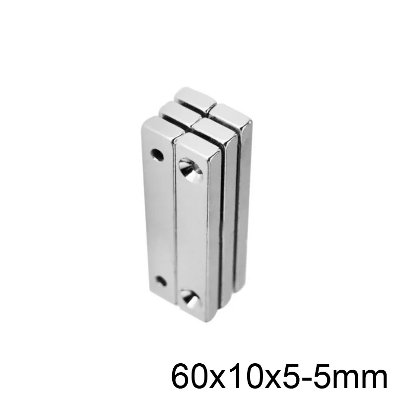 1 ~ 20 шт 60x10x5 5 прочные для простыней редкоземельный магнит 2 отверстия мм блок