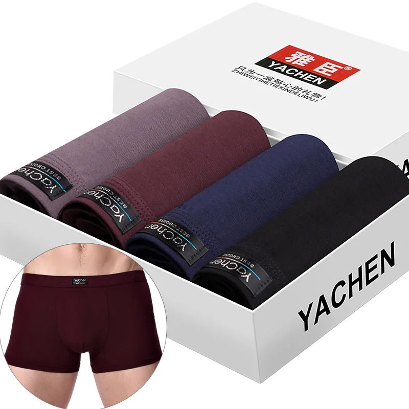 

4Pcs/Lot Men'S Underwear, Men'S Boxer Pants, Ventilated, Loose Comfortable Men'S Underwear Shorts Brand Pouch