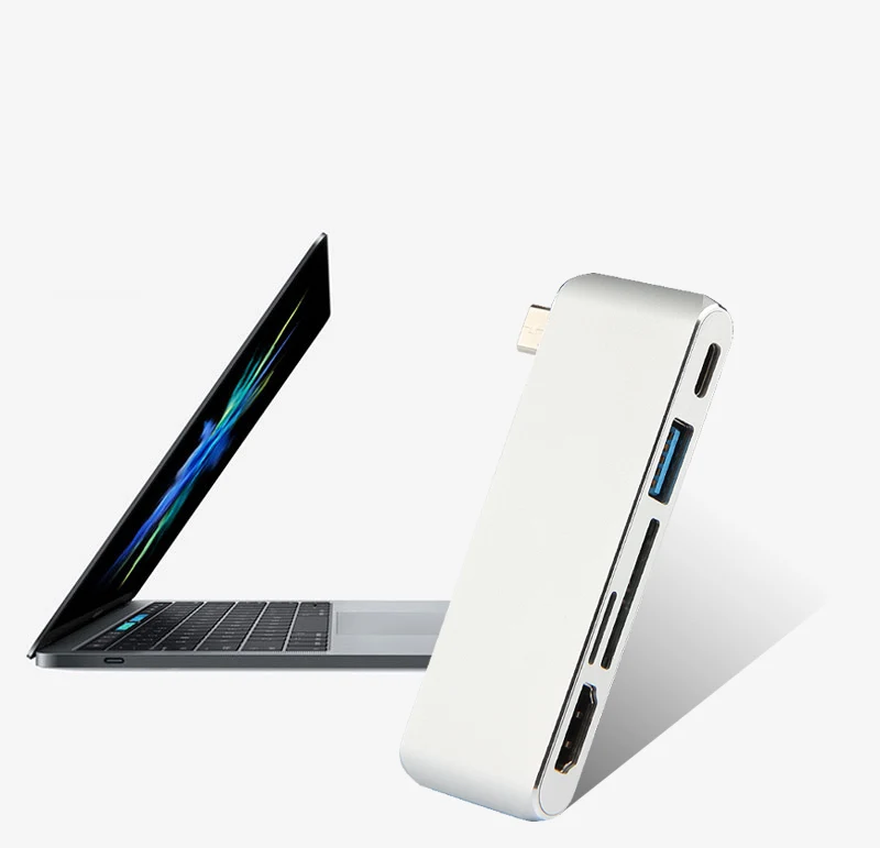 Ajiuyu USB 3,1 тип-c концентратор к HDMI адаптер 4K Thunderbolt 3 USB C концентратор с концентратором 3,0 TF считыватель SD карт слот PD для MacBook Pro/Air