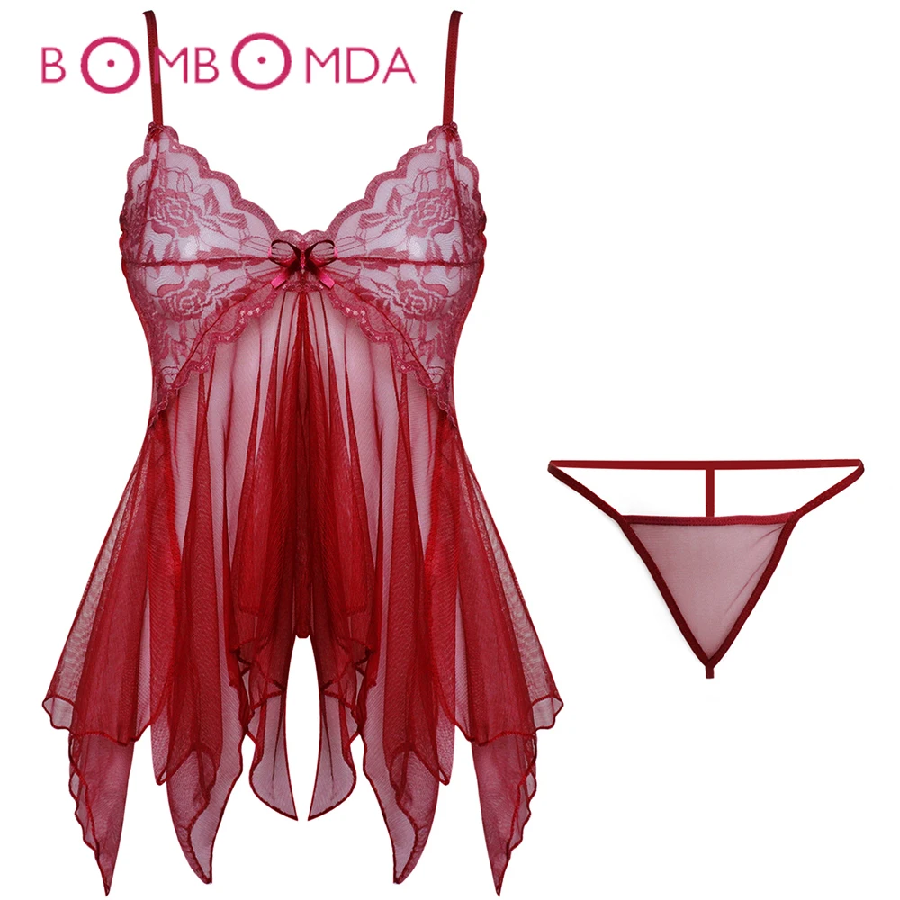 Сексуальная Женская кружевная сетчатая комбинация комплект нижнего белья