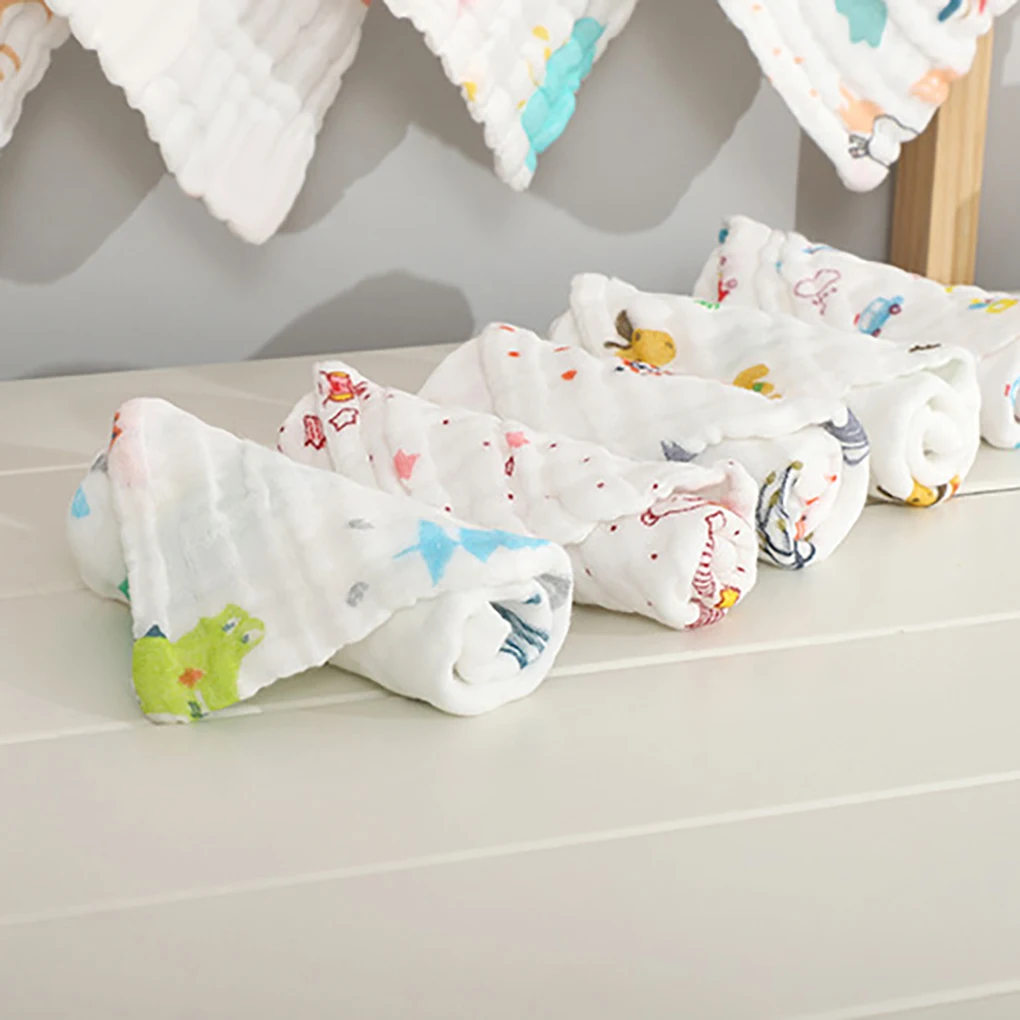 

5Pcs/set Baby Towel Saliva Towels 6 Layer Cotton Gauze Burp Cloth Newborn Square Feeding Bibs Washcloth 30x30cm Random Color