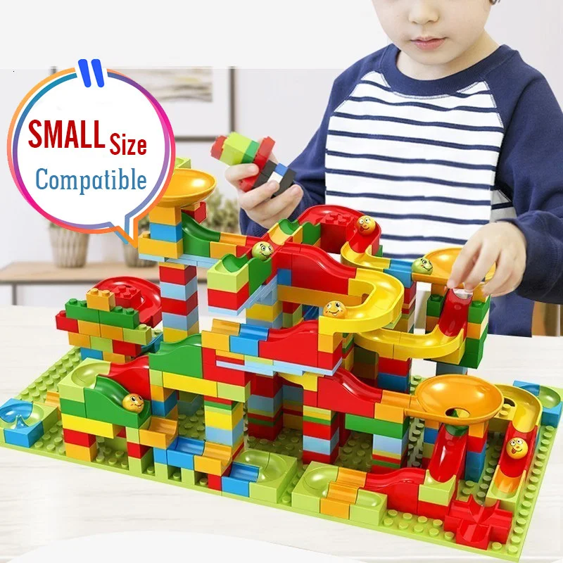 

54-330PCS Big Size Marble Race Run Blocks Brand Maze Ball Track Building Blocks Funnel Slide Bricks Toys all Available