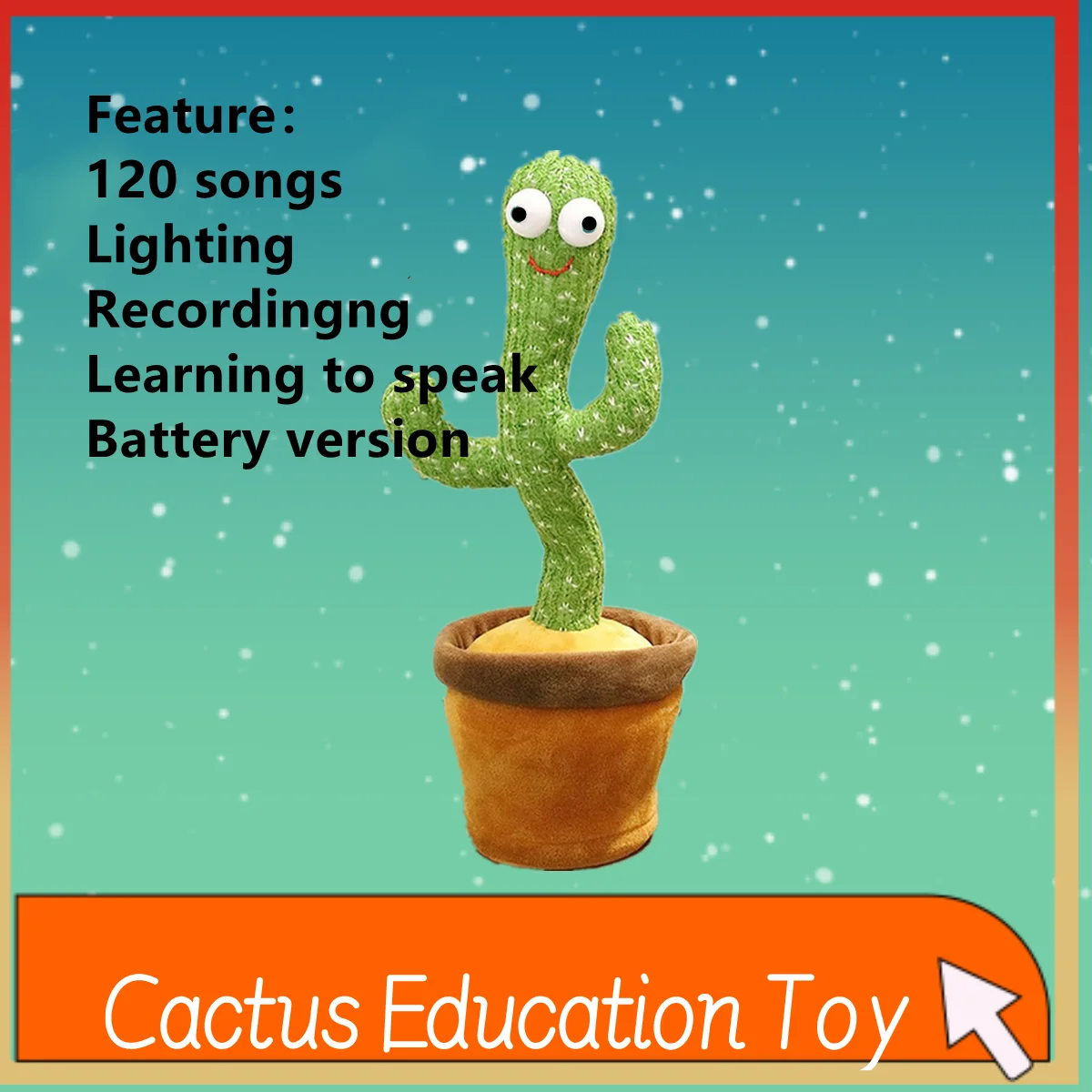 Funny Cactus Plush Toy Doll Speak Talk Sound Record Repeat 120 Russian Spanish Vietnamese Arabic English Songs Education | Дом и сад