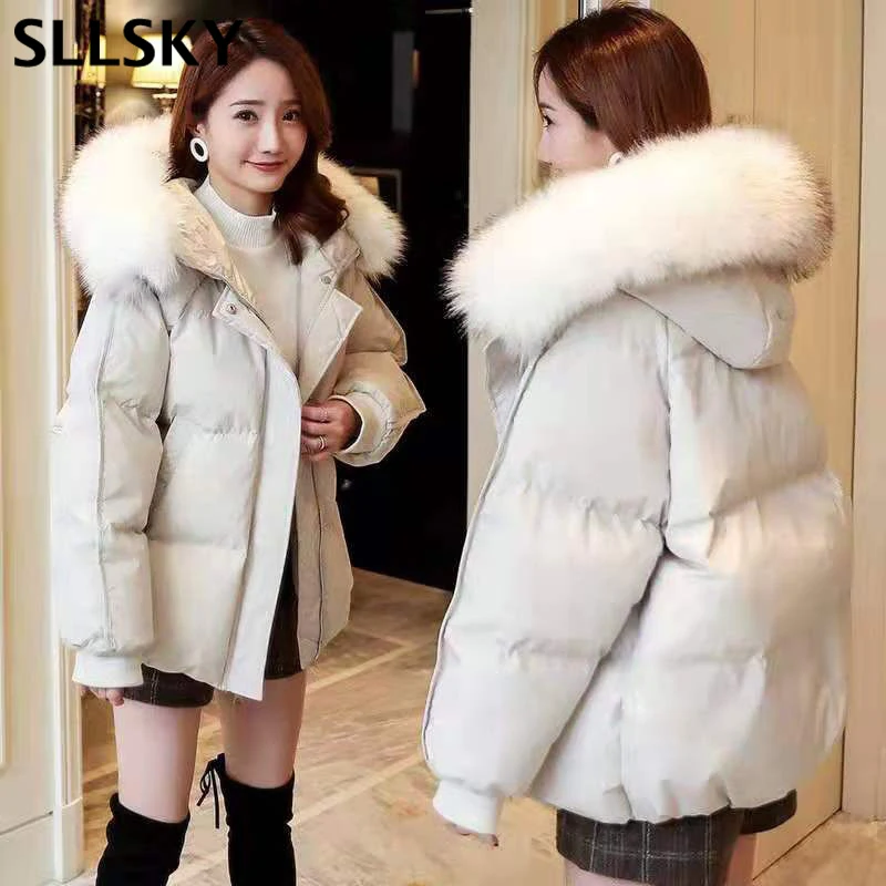 

Женское короткое хлопковое пальто SLLSKY, свободная Утепленная зимняя одежда в Корейском стиле, новая свободная теплая Повседневная куртка с ...