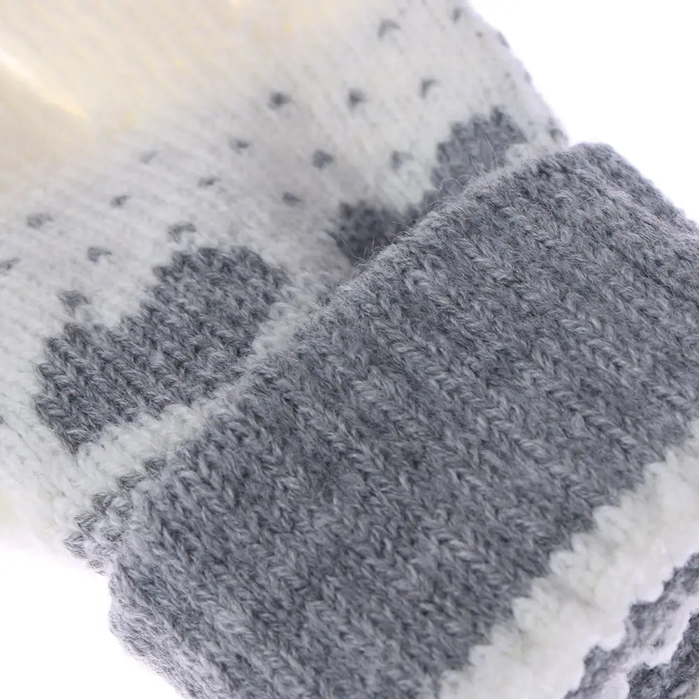 

Stretch Snow Knitted Gloves For Women Men Heart Snowflake Mittens Winter Warm Cold Weather Driving Gloves Skiing Hiking