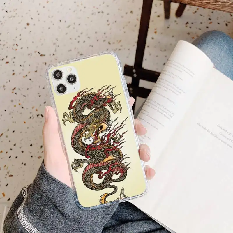 

Chinese Dragon retro painting animal Phone Case Transparent soft For iphone 5 5s 5c se 6 6s 7 8 11 12 plus mini x xs xr pro max