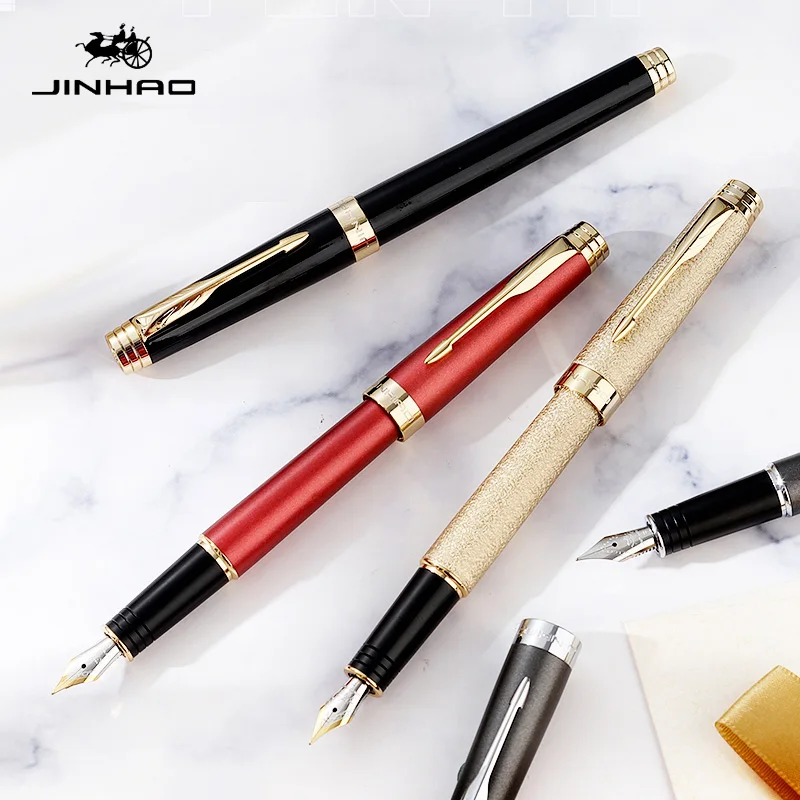 UK! FINE Nib Gold Trim Jinhao #997 Golden Textured Fountain Pen 