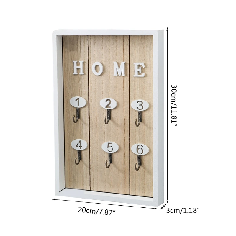 

Wooden Key Hook Wall Mounted 6 Hooks Rack Key Organizer Hanger Wall Decorative Key Holder for Home Entryway