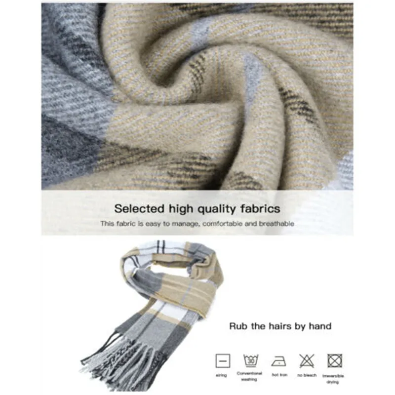 Мужской шотландский мягкий шарф шерстяная клетчатая зимняя теплая шаль длинный |