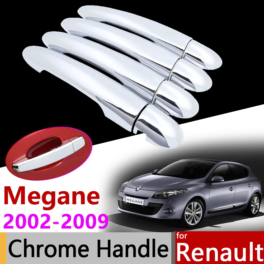 

Car Accessories Exterior Door Chrome Handle Cover for Renault Megane II 2002~2009 MK2 2 2003 2005 2007 2008 Trim Set Sticker