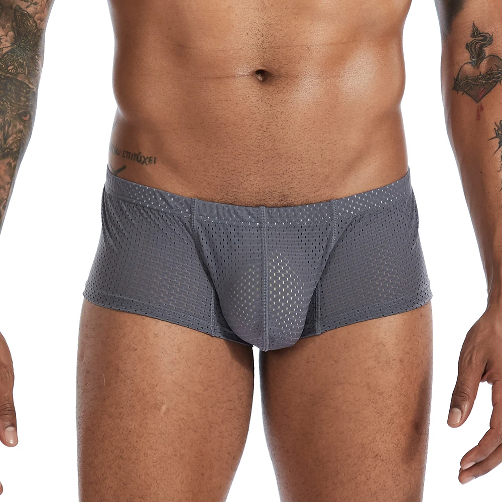 New Sexy Underwear Men Boxer Mesh U Pouch Sexy Underpants Cueca Mesh Pants Trunks Boxer shorts Gay Male Panties