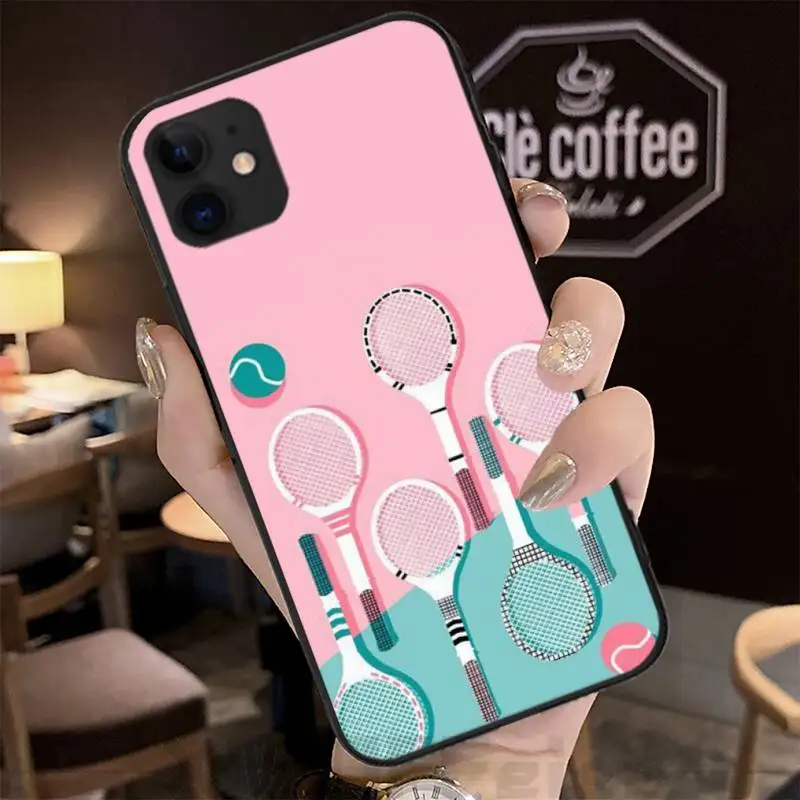 

Tennis Phone Black Case Shell Back For Iphone 12 11 PRO MAX X XS XR 4S 5S 6S 7 8 PLUS SE 2020 Cases Cover
