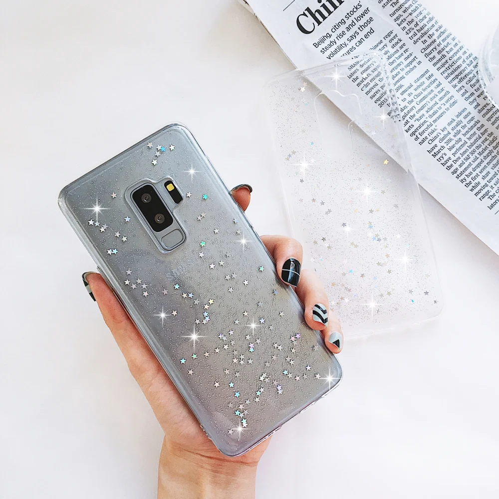 Тонкий мягкий ТПУ чехол LLZ.COQUE со стразами для Samsung S8 Plus S10 S10E S7 Edge Note 10 9 блестящий