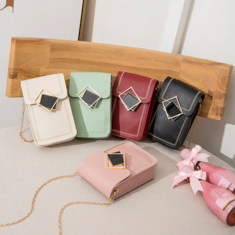 

2021 Ultra-Thin PU Leather Wallet Phone Shoulder Bag For Women Small Crossbody Bag Soft Card Holder Wallets Mini Coin Purses