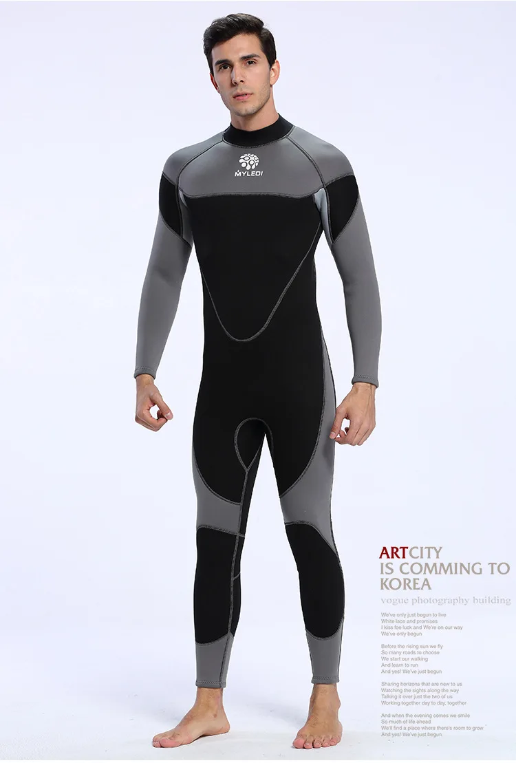 

Men 3MM Neoprene Stretchy Swimming Long Sleeve Diving Suit Male Scuba Snorkeling Full BodySuit Surfing Spearfishing Swim Wetsuit
