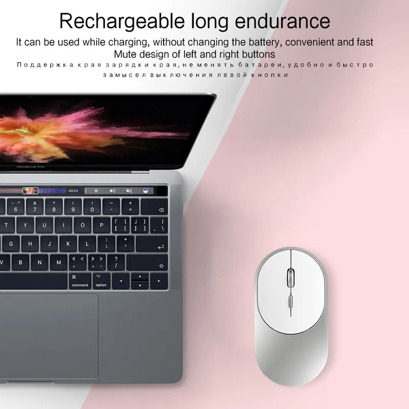Перезаряжаемая Бесшумная Bluetooth мышь для Apple Macbook air Lenovo ThinkPad Huawei Matebook ноутбука