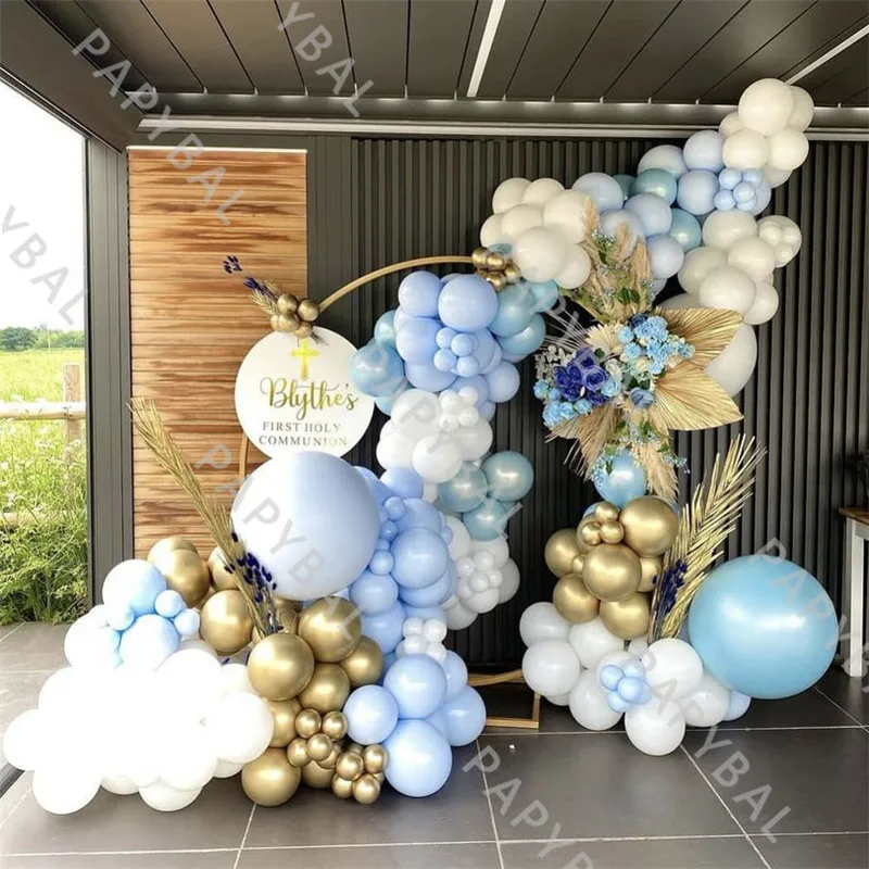 

197Pc Birthday Latex Balloons Set White Blue Wedding Arch Garland Ballon Kit Party Backdrop Decoration Baptism Globo Anniversary