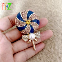 f j4z 2020 funny lollipop brooches for women vintage blue enamel rhinestone windmill girls costume pins gifts dropship