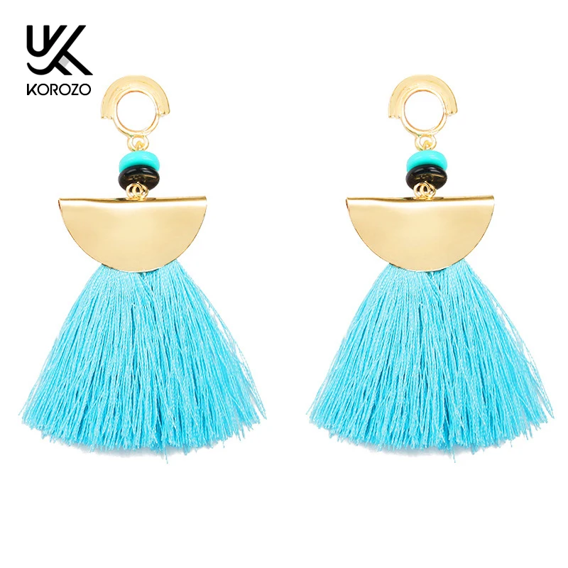 2019 Новые разноцветные кисти Серьги для женщин красный шелк ткань бахрома длинный