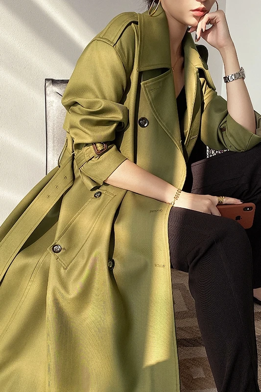 [EWQ] 2020 Autumn New Products Simple Long Sleeve High Quality Women Windbreaker Korea Double Breasted Lace Trench Coat Outwear | Женская