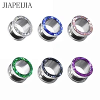 6 30mm multicolor circular hollow ear gauges tunnels and plug stainless steel ear expander studs stretching piercing earring