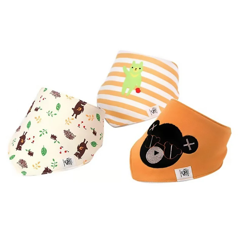 qksj002-18 3-Pack/lot Baby Bibs 100%Cotton Waterproof Cute cartoon print embroidery Saliva Towel Newborn Toddler Infant Boys Girls Stuff - Цвет: qksj002-18