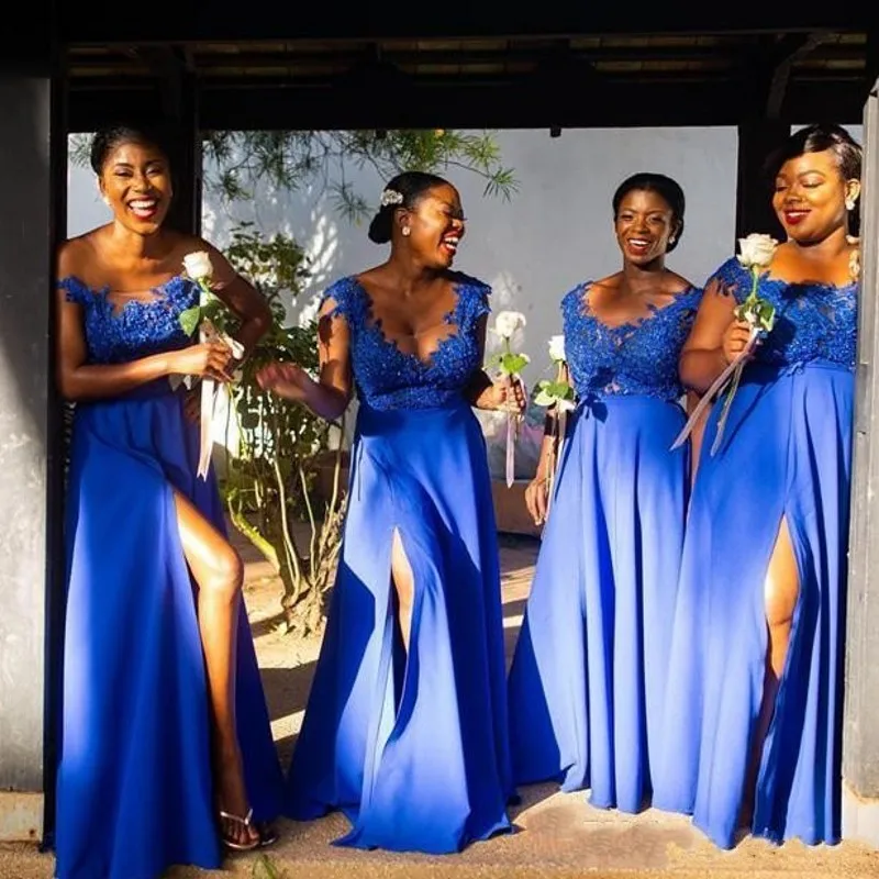 Платья dama de honor элегантные платья для подружки невесты синие длинные шифоновое