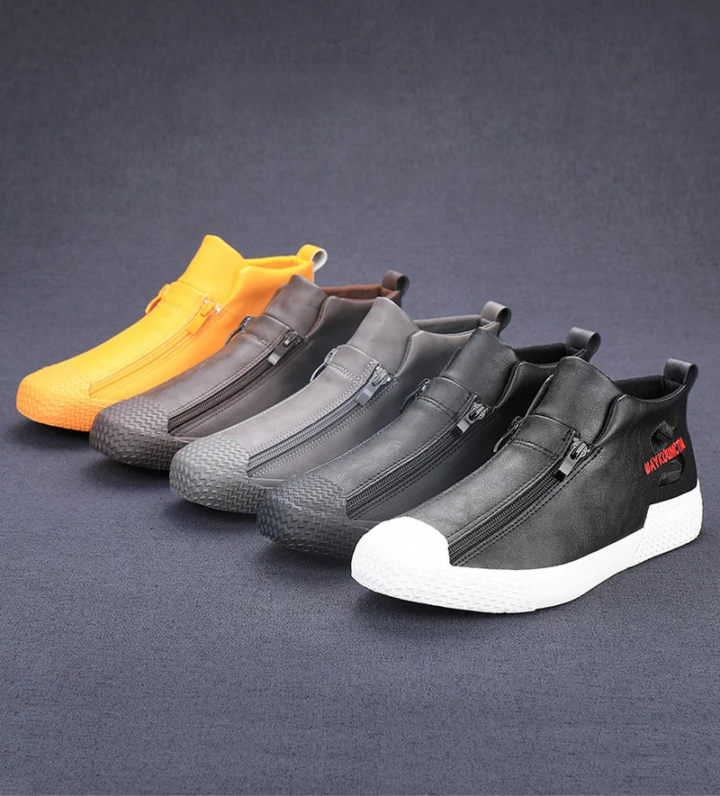 

Brand New Men's Two Zipper Casual Shoes Autumn New Men's Slip on Flats Breathable Korean Fashion Male Leisure Vulcanized Loafers