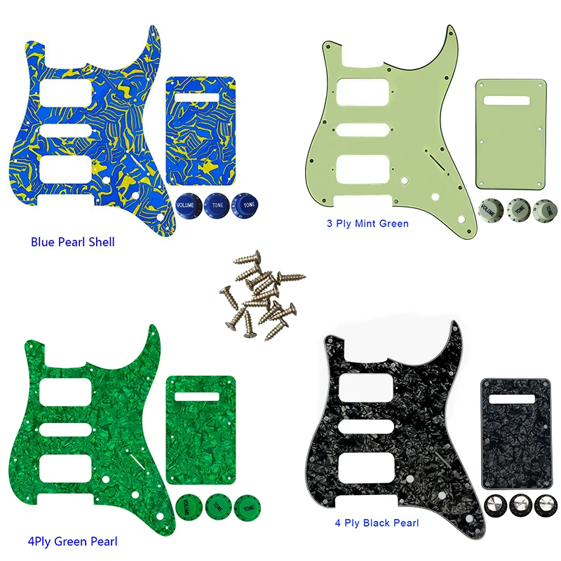 

Pleroo Quality Guitar Pickguard -For US 11 Screw Holes Start St Single Humbucker HSH Scratch Plate & Back Plate & Control Knob