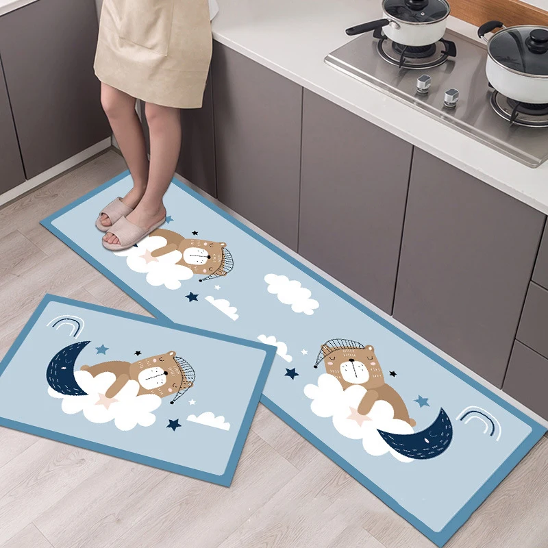 

Fashionable Simple Nordic StyleWaterproof Kitchen Floor Mat Household Carpet Long Strip Door Mat Modern Home Decor