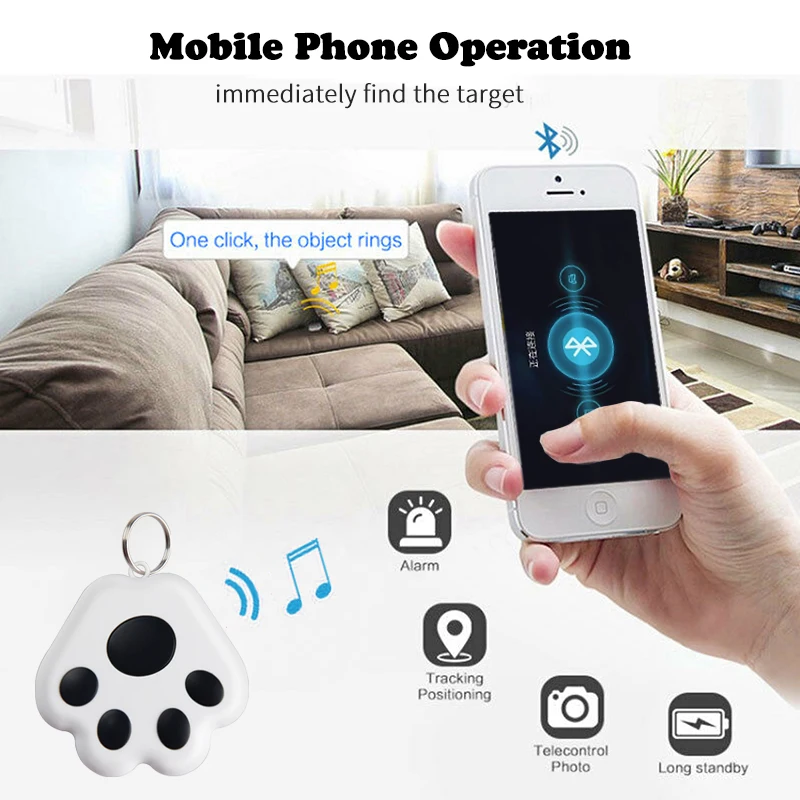 

Silicone Cute Paw-shaped Anti-lost Device Keychain Mini Smart GPS Tracker Key Finder Locator Alarm Tracker For Kids Pets Car
