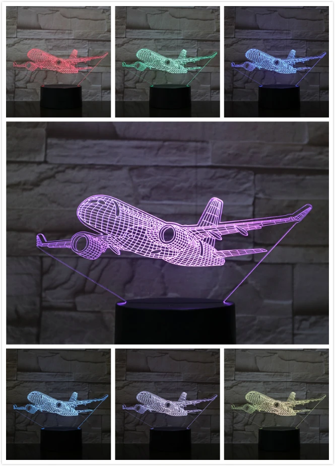 Модель Самолета USB 3D светодиодный светильник Иллюзия Lampara аэроплан детский